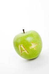 Green apple and A Plus sign