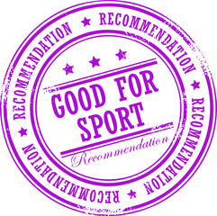 Grunge rubber stamp with the word Good for Sport