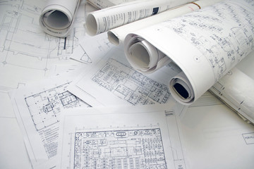Lots of architecture floor plan drawings.