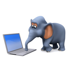 3d Elephant using his laptop