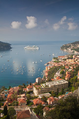 Luxury cruise liner moored offf Villefranche-sur-Mer