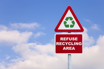 Refuse recycling area sign