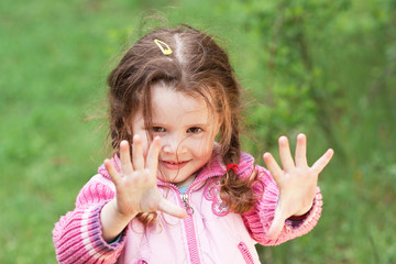 Happy the girl in the nature