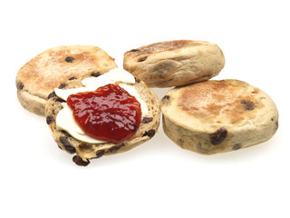 Fruit Muffins with Butter and Jam