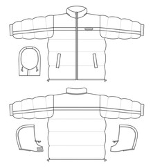 Outline black-white jacket vector illustration isolated on white