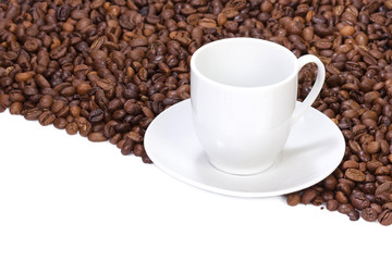 cup at coffee beans