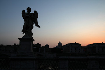 Rome sunset - angel sculpture