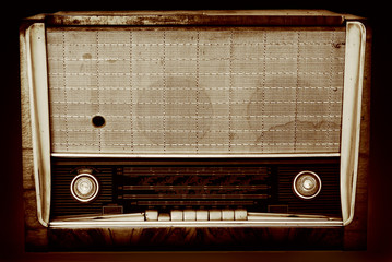 Old radio isolated on a dark background