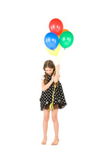 happy girl with colorful balloons