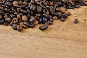 coffee granules on wood desk