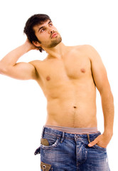 Fototapeta premium young sensual man on white background