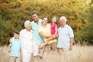 Portrait Of Extended Family Group In Park