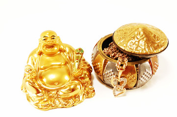 Feng Shui. God of wealth and gold ornaments