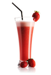 Strawberry smoothie isolated on white