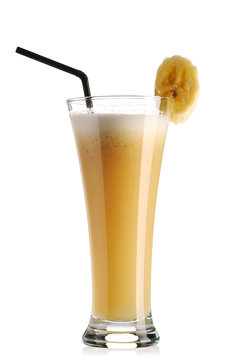 Banana Smoothie Isolated On White