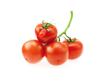 bunch of tomatoes isolated on white
