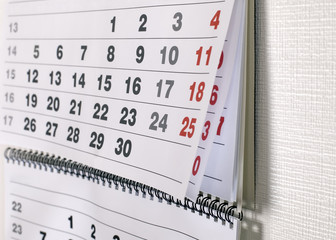 Calendar with dates of month