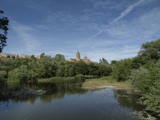 Catedral Nueva de Salamanca desde el Tormes