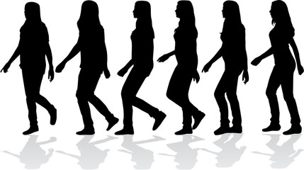 silhouettes of women reaching