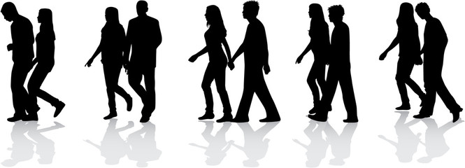 Silhouettes of group, vector work