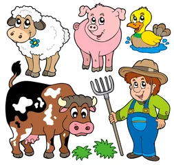 Stickers pour porte Ferme Collection de dessins animés de ferme