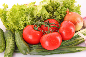 Fresh vegetables on white