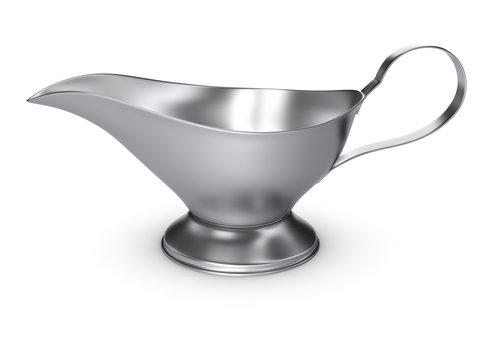 silver gravy boat isolated