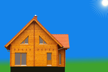 maison en bois détourée tracé inclus