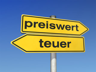 Teuer-Preiswert-Wegweiser