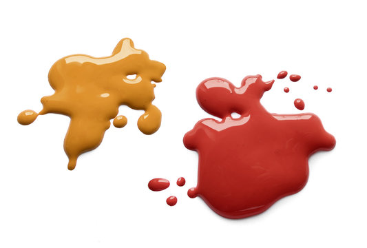 Mustard and ketchup splash