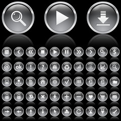 Black and white glossy icons