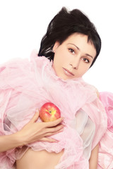 Woman with apple.