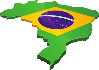 Carte du Brésil 3D drapeau (détouré)