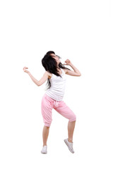 Obraz premium Girl jumping isolated on white background .