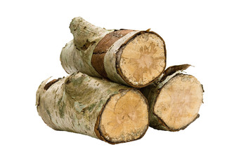 Three logs, stacked and isolated.