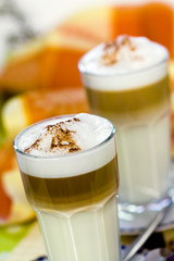 Latte Macchiato and Sweet Cookies ,Chocolate,Almonds