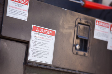 Overturning Hazard Notice on Utility Truck
