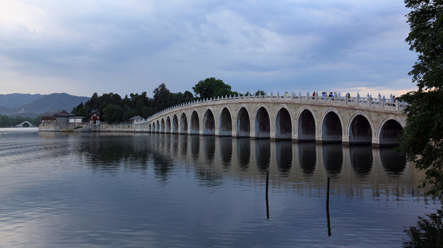 The 17-arch bridge in the Summer Palace, Beijing, China.