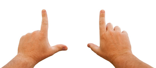 Male Hands Framing with Clipping Path