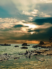 Sunset over the sea.