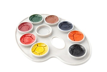 watercolor paints over white...