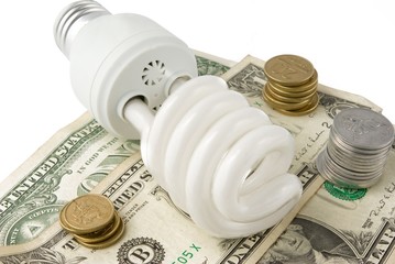 Fluorescent Lightbulb and money