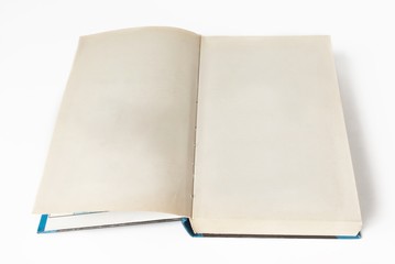 Open book over white background