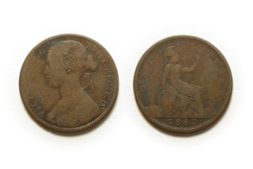 1862 british one penny coin