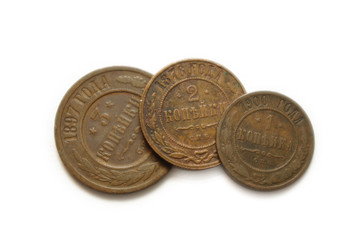 three old copper coins of Russia