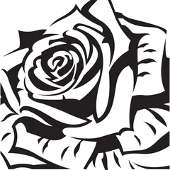Cercles muraux Fleurs noir et blanc Rose