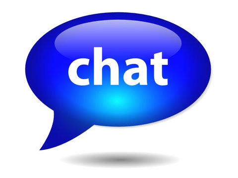 CHAT speech bubble icon (web button message internet live vector