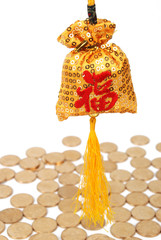 sachet on coins