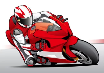 Poster Komische motorfiets illustratie © makoto-garage.com