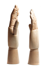 wooden dummy hand isolated